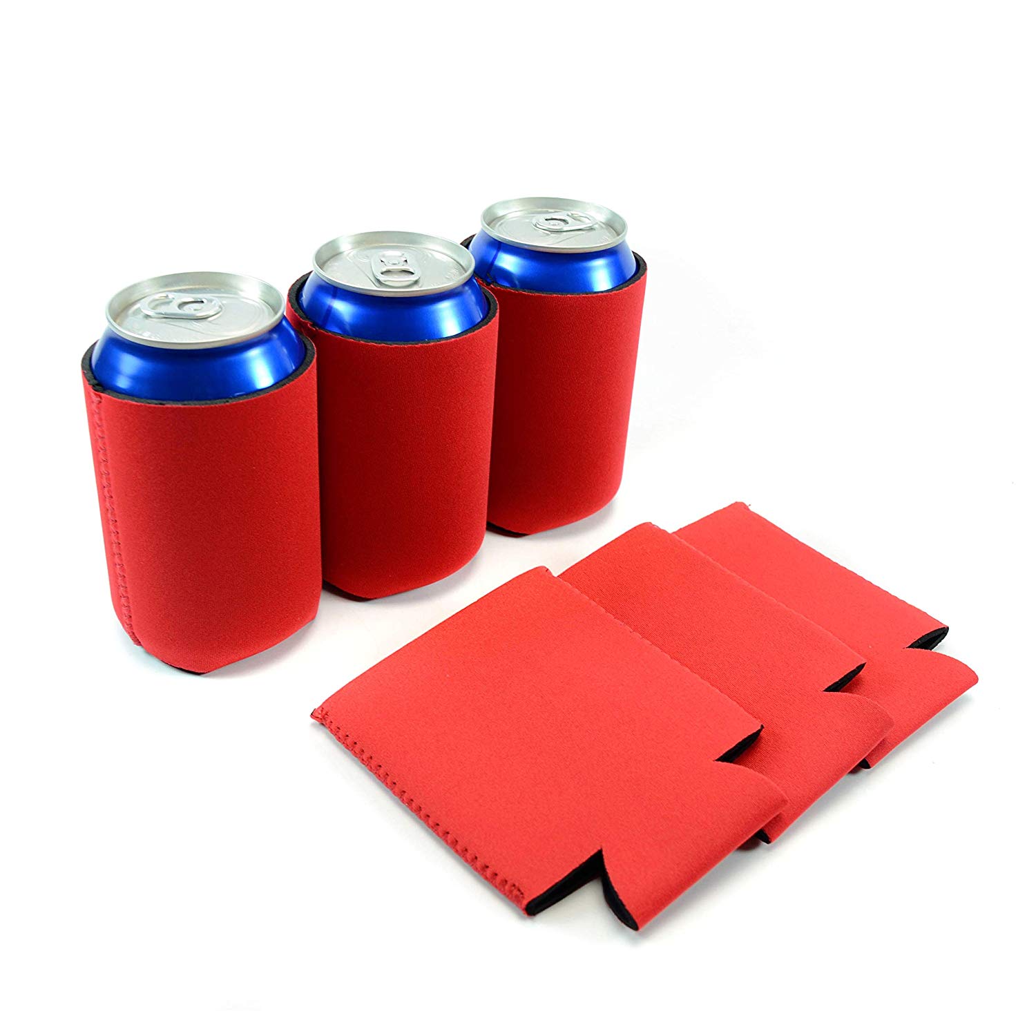 Neoprene Beer Can Cooler Sleeves (Red 6-Pack)